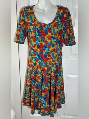 LulaRoe Bright Colorful Floral Nicole Dress